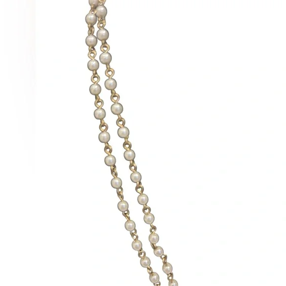 Vintage gold chain with pearls and silver cross and penny with large clasp - Picture 3 of 4